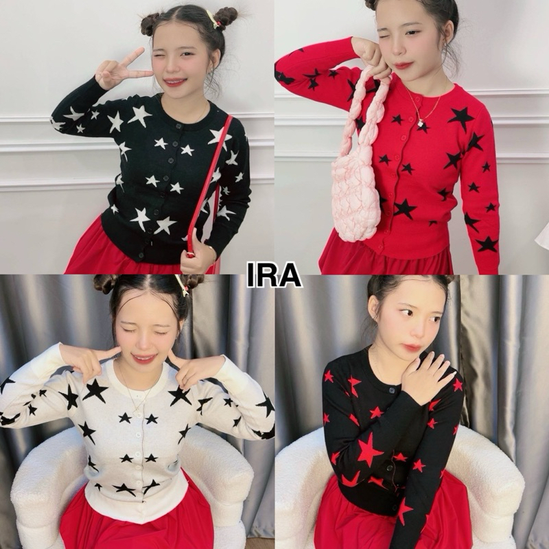BY IRA เสื้อแขนยาวไหมพรมลายดาว ผ้าใส่สบาย สีสวยมากๆ