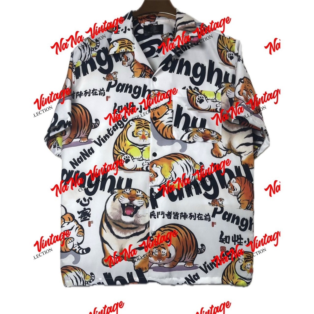 #21 เสื้อเชิ้ตฮาวาย สไตล์ญี่ปุ่น เสื้อเชิ้ตผ้าไหมอิตาลี่ พิมพ์ลายดิจิตอล