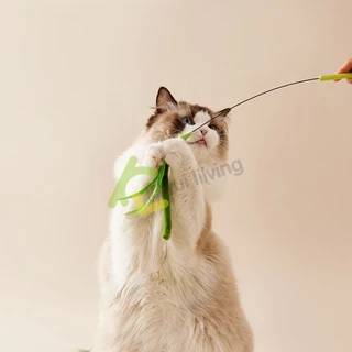 Harmcat ไม้ตกแมว DIY พร้อมขนนก ไม้แหย่แมว ของเล่นแมว ของเล่นสัตว์เลี้ยง ไม้ล่อแมว มี 2 สีให้เลือก