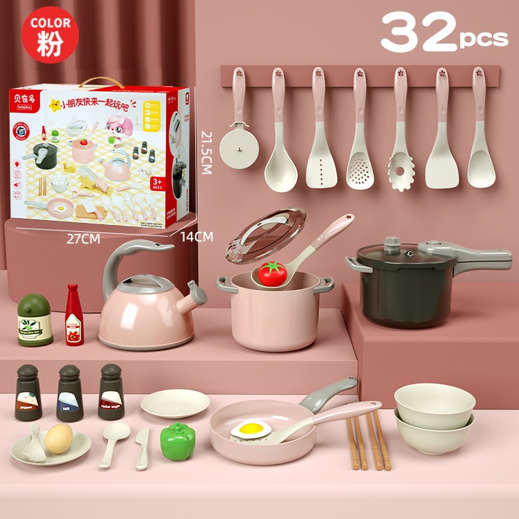 ชุดของเล่นทำอาหารในครัวจำลองสำหรับเด็ก 32 pcs มีแสง มีเสียง ได้หลายชิ้น สนุกสนาน