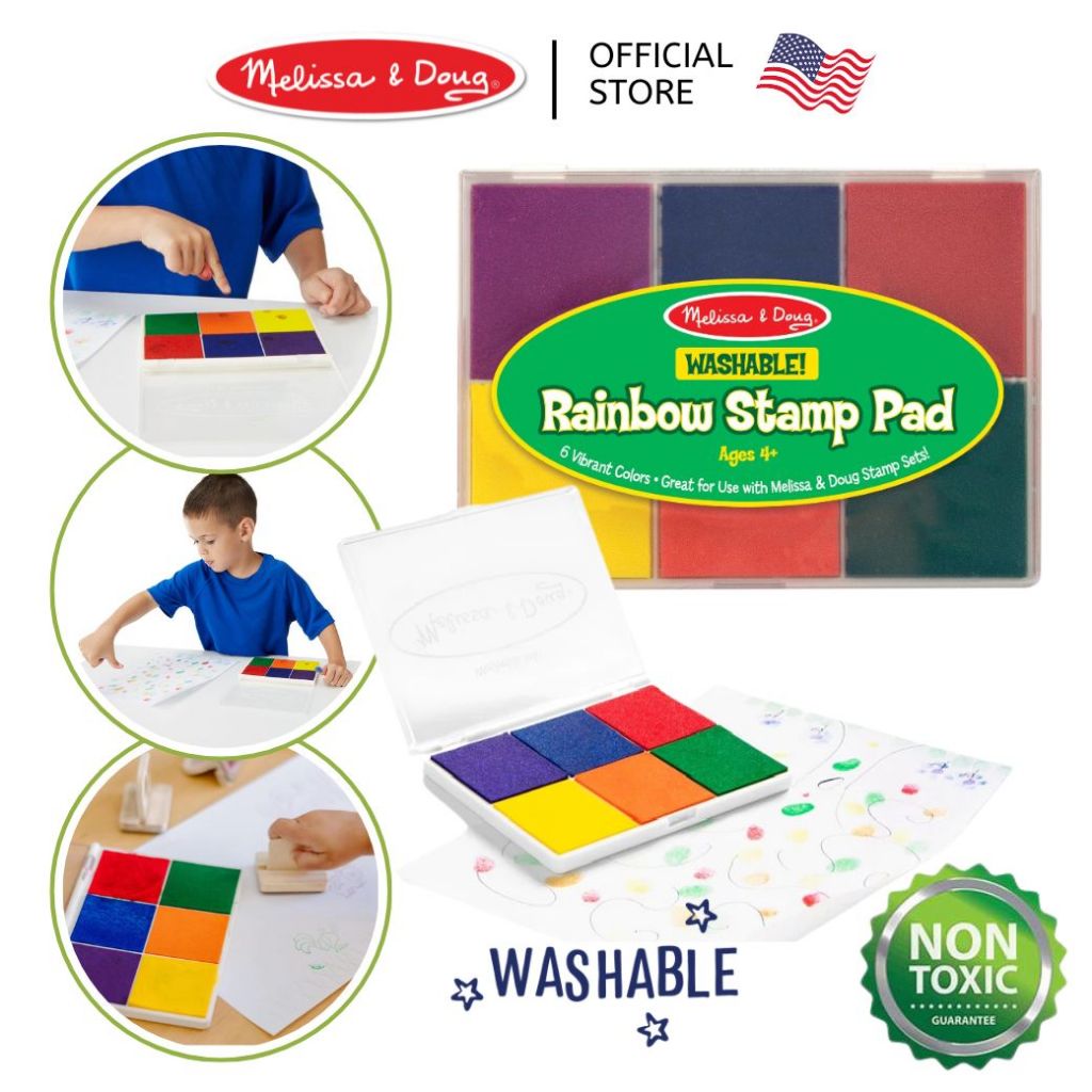 (ของแท้ USA) แท่นหมึกสแต๊มป์ ปลอดภัย ล้างออกได้ Non-toxic Washable Rainbow Stamp Pad 1637