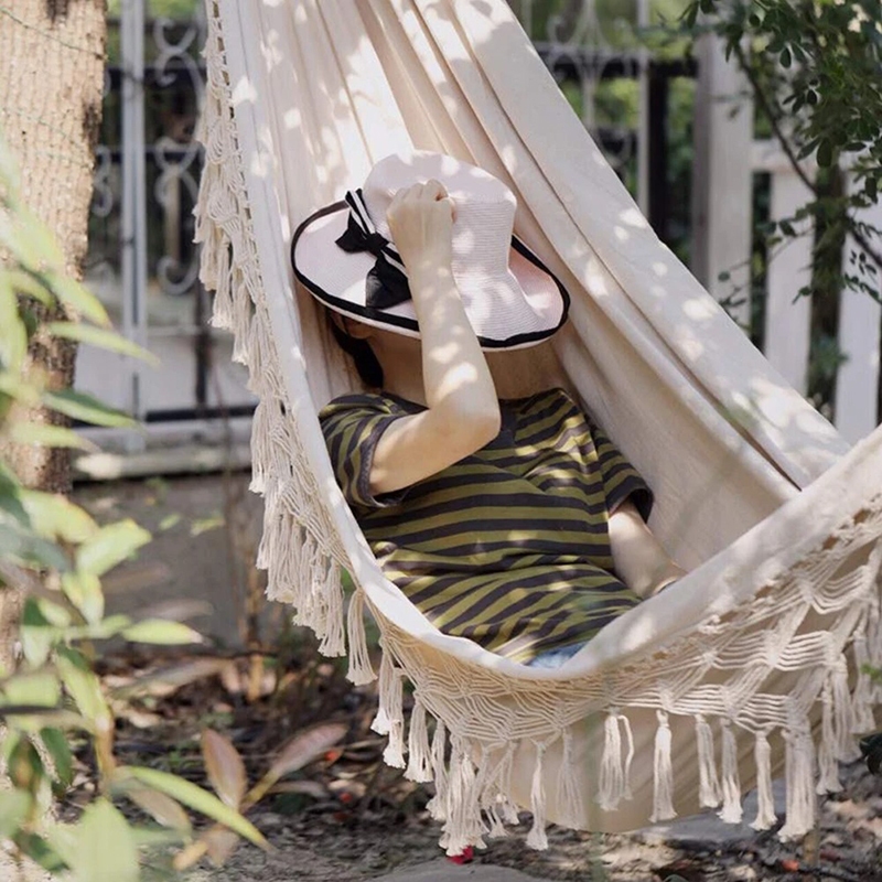 Outdoor Garden Hammock พู่ผ้าใบ Swing เก้าอี้แขวนเตียงเดินป่าตั้งแคมป์การล่าสัตว์ Foldable เปลญวน Photo Props
