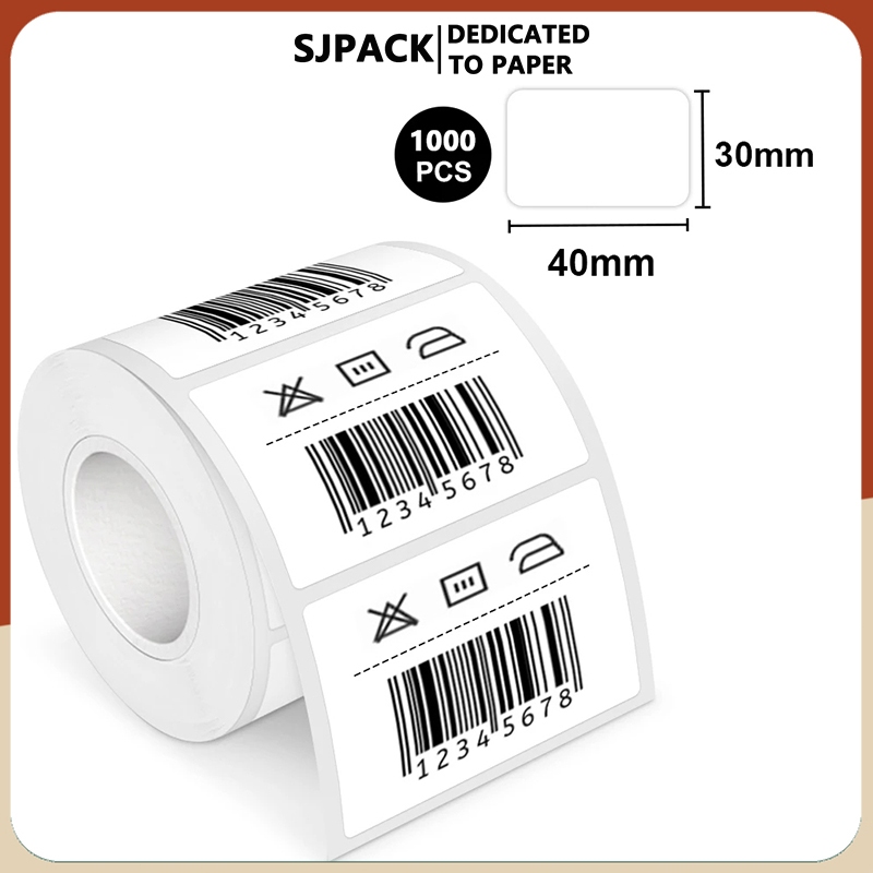 SJPACK 5ม้วน 40x30mm 1000 ดวง Thermal Label สำหรับพิมพ์ฉลากสินค้า ด้วยเครื่องพิมพ์ฉลากความร้อน