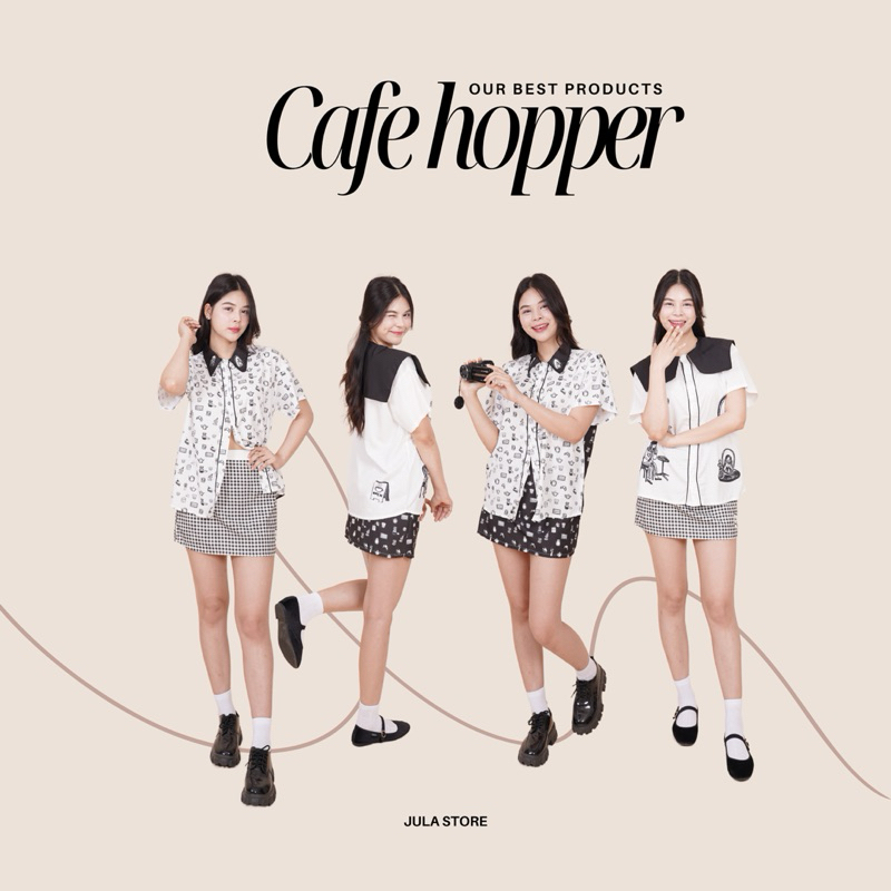 Cafe hopper เสื้อเชิ้ตคาเฟ่ เสื้อเป็นทรง oversize กดแยกชิ้นนะคะ