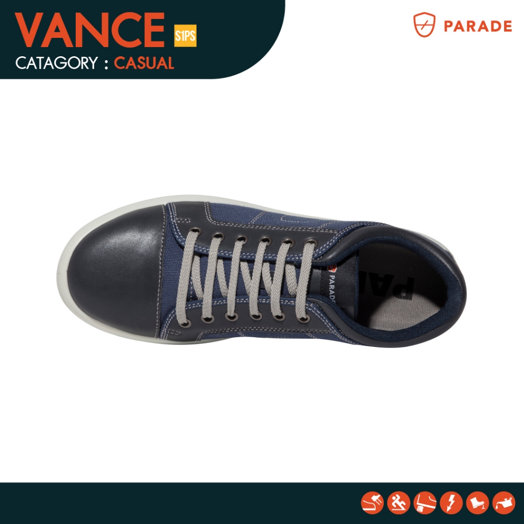 รองเท้าผ้าใบเซฟตี้ Parade รุ่น VANCE หัวเหล็ก กันลื่น กันทะลุ รองรับแรงกระแทกได้ดี