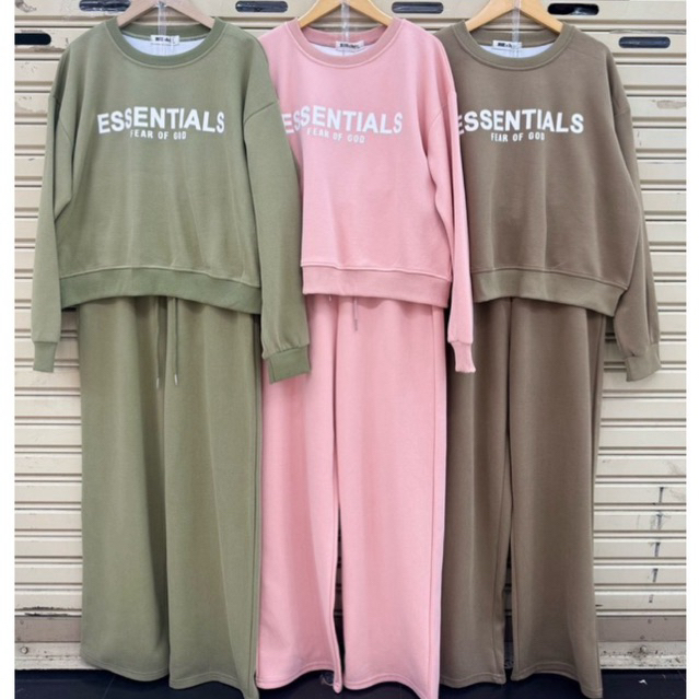 BC (2533) - ชุดเซทแขนยาว+ขายาว เนื้อผ้านาโน (สกีนEssentials)