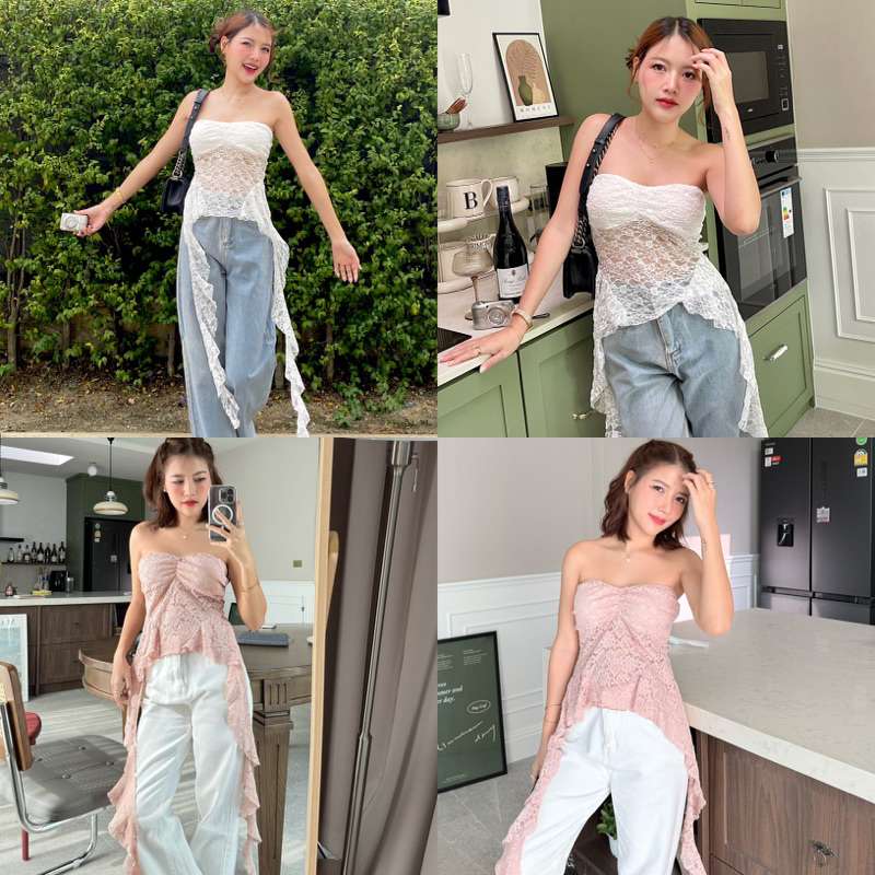 M78-เสื้อเกาะอกลูกไม้ชายแมงกะพรุน ผ้านิ่มมาก มีซับใน