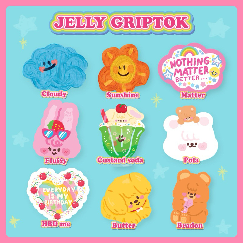 Jelly Griptok Thepieinthesky กริปตอกไดคัทน่ารักที่ติดโทรศัพท์เคลือบนูน เจลลี่ ทนรอยขีดข่วน มีหลายลายให้เลือก