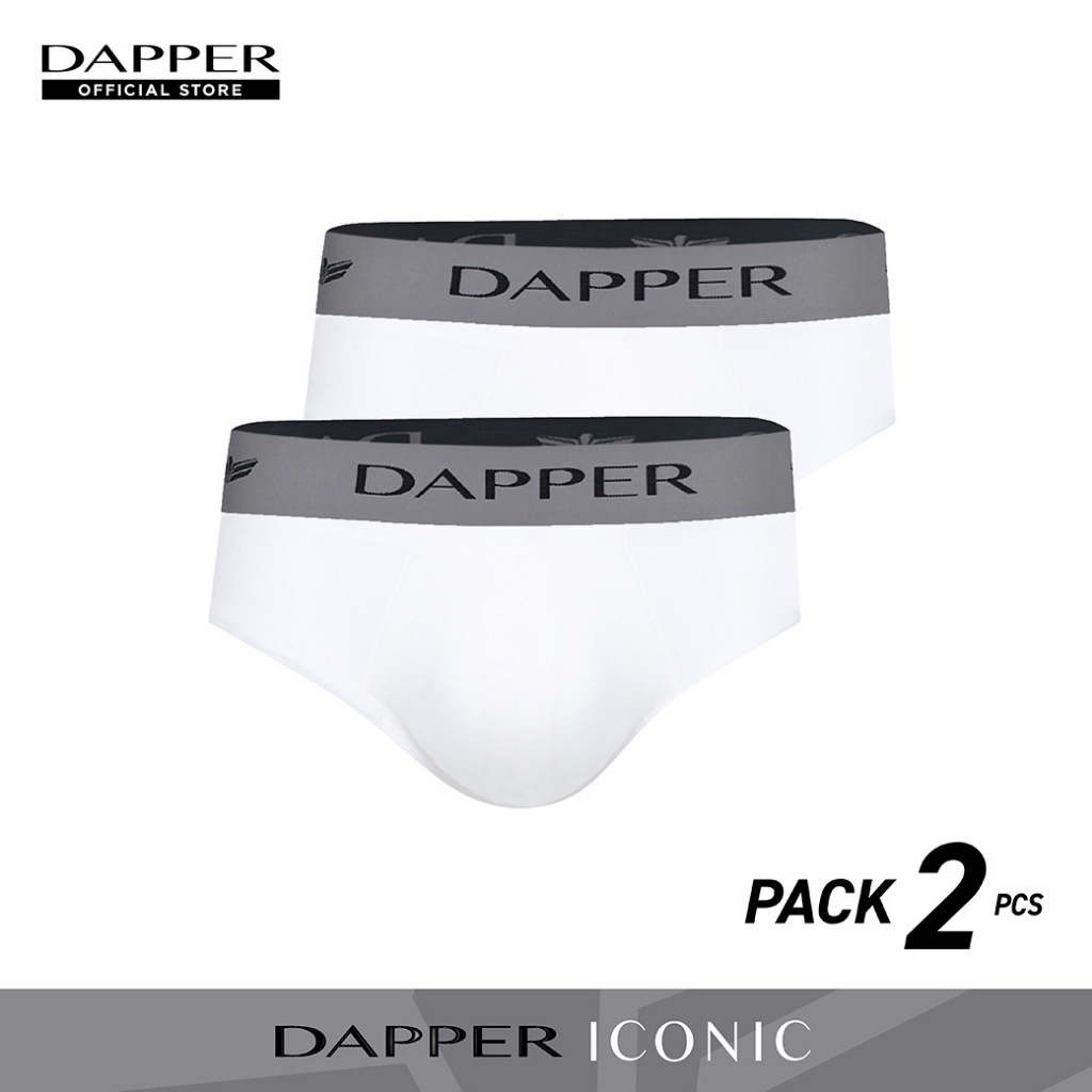 DAPPER [PACK 2 ชิ้น] กางเกงชั้นในชาย Iconic Pima Cotton ทรง Briefs สีขาว (UB1/WH/013E)