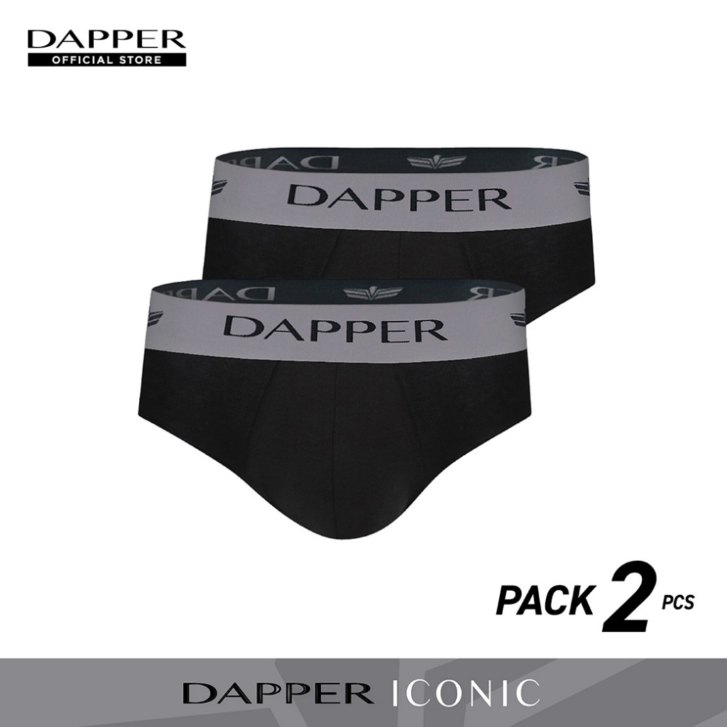 DAPPER سليب رجالي قطن بيما Iconic — أسود (قطعتان)