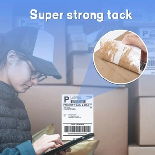 SJPACK 32 ม้วน 100X75mm สติกเกอร์ กล่อง กระดาษม้วน ฉลากกระดาษความร้อน กระดาษลาเบล สำหรับเครื่องพิมพ์