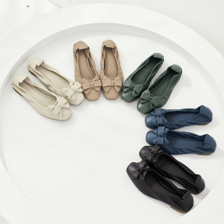 KIAH 80706 | COMFY WENDY รองเท้าแฟลต หนังวัวนุ่ม ใส่ง่ายลุคสบายๆ