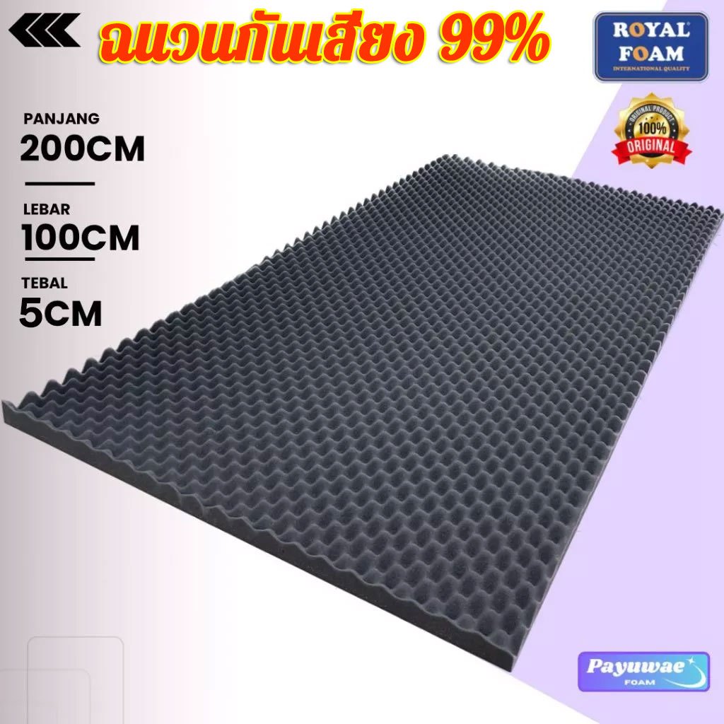 แผ่นซับเสียงกาวในตัว ติดผนังเเบบ ที่เก็บเสียงห้อง กันความร้อน ติดตั้งง่าย ขนาด 100*500ซม