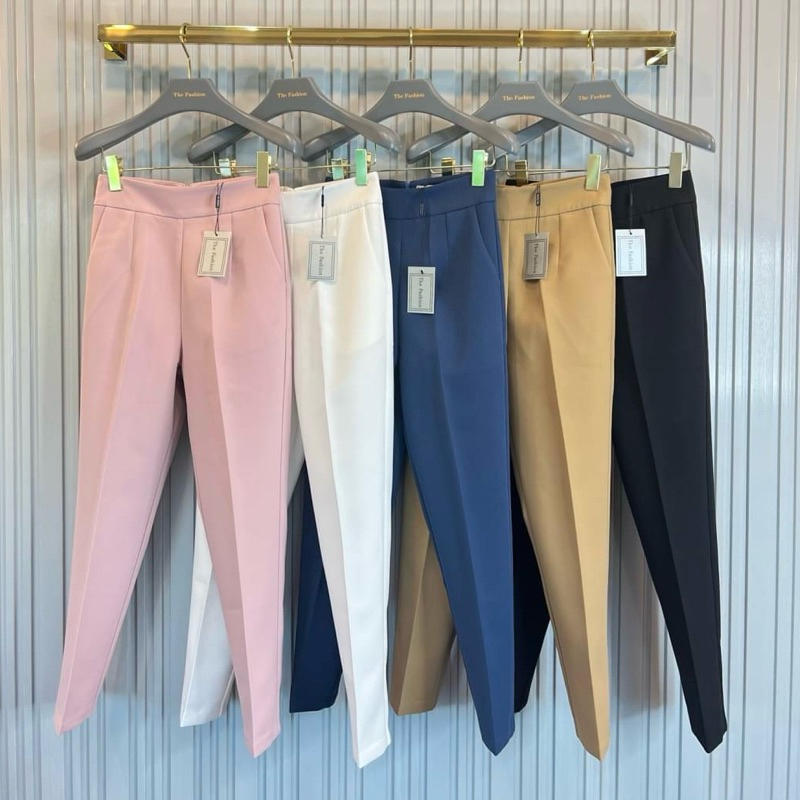 🏷️The Fashion #0112 กางเกงขา 9ส่วน รุ่นที่ขายดีที่สุด กางเกงขายาว เอวสูง ทรงสวย