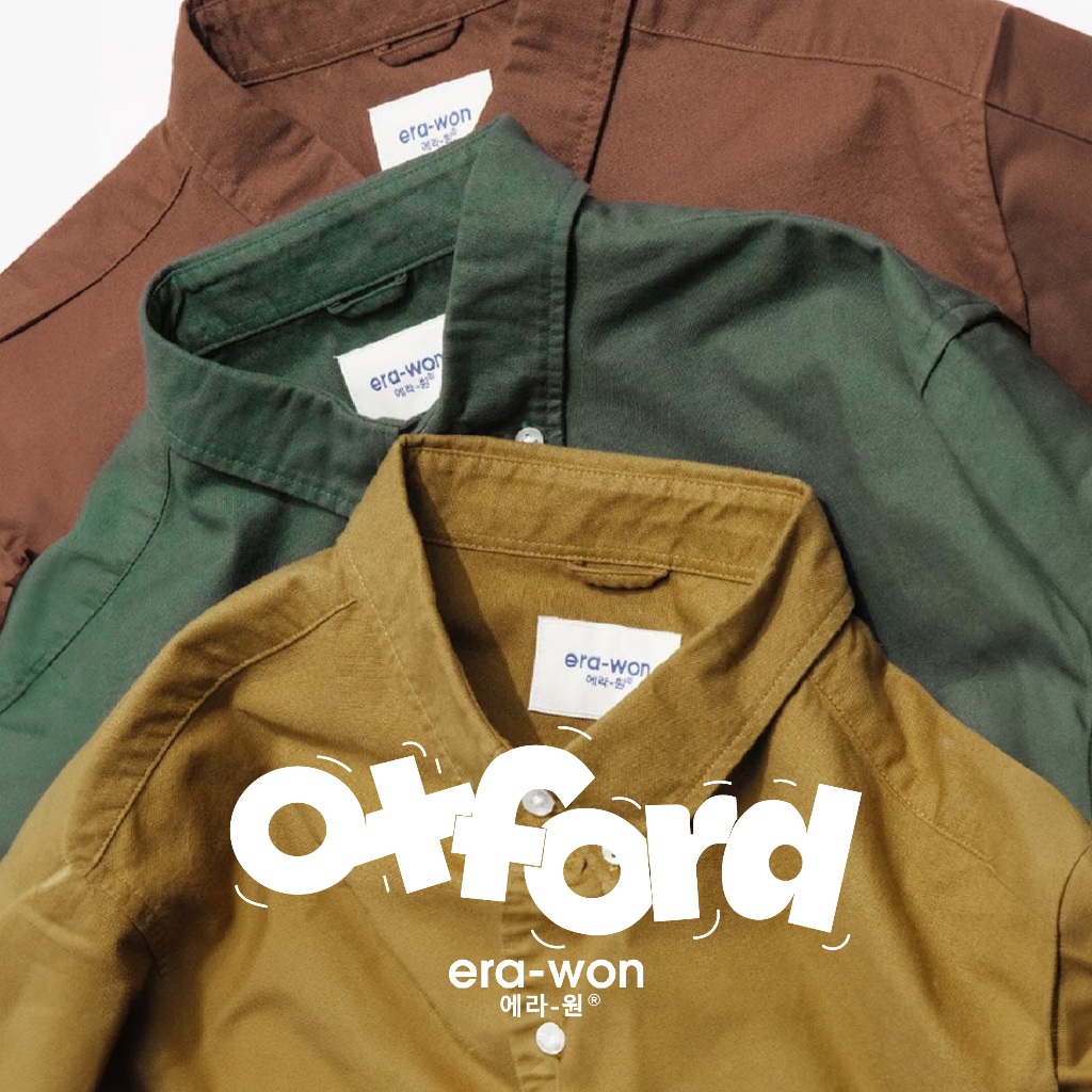 era-won เสื้อเชิ้ต ทรงปกติ Oxford Shirt แขนยาว คอปก 3 สี (น้ำตาล เขียว มัสตาด)