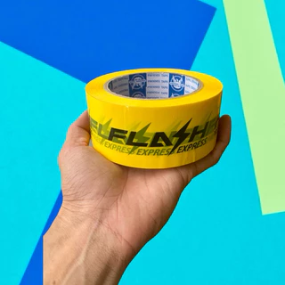 เทปแฟลช/เทปFlash Express (กว้าง 2นิ้ว ยาว 100หลา) เทปใส สีเหลือง (1 ม้วน)