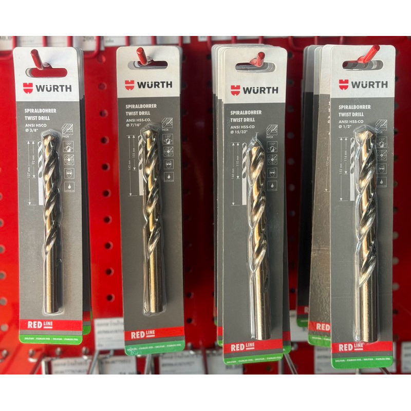 WURTH ดอกสว่านเจาะเหล็ก 3/8", 7/16", 15/32", 1/2"