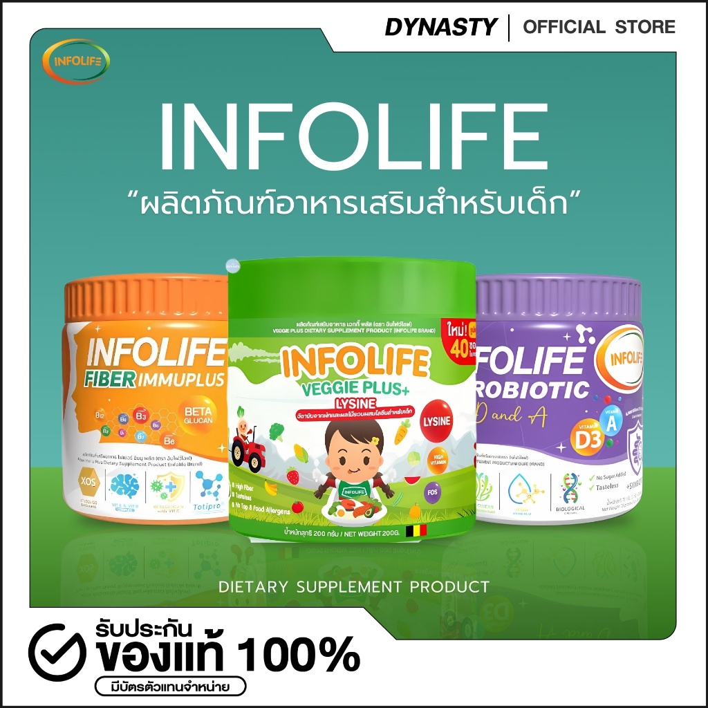 ไฟเบอร์เด็ก Infolife Fiber Veggie Plus+ และ Probiotic ผงผัก พรีไบโอติก ไฟเบอร์เด็ก อินโฟไลไฟเบอร์ เสริมสร้างสุขภาพเด็ก