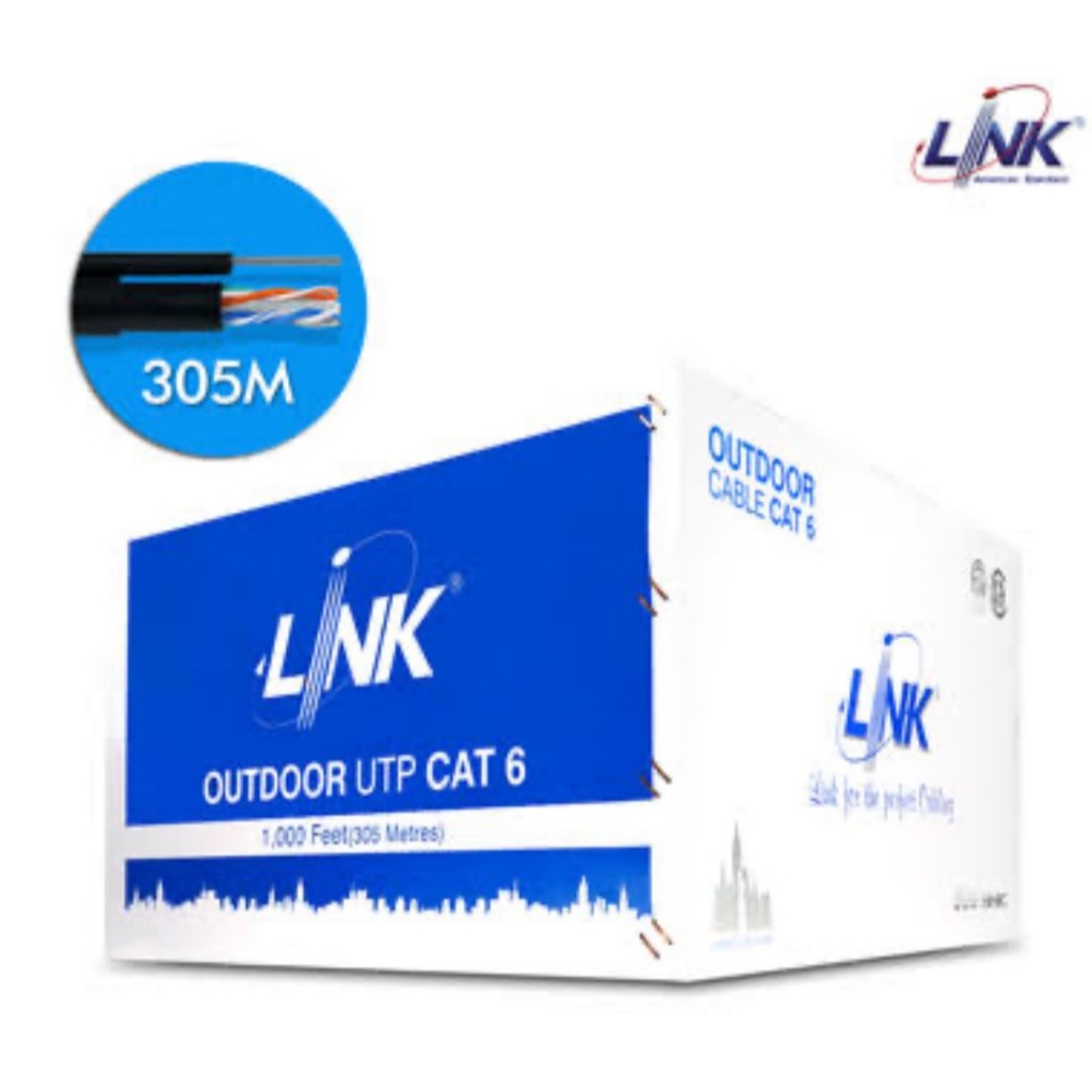 สายแลน CAT6 UTP Cable (305m/Box) LINK (US-9106MD) Outdoor Sling