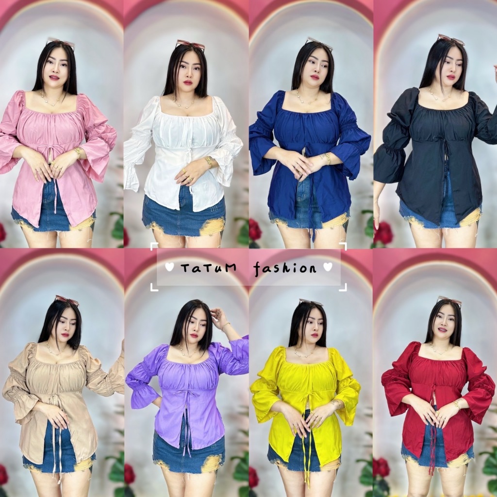 เสื้อสาวอวบร้านแป้งแฟชั่น🌸เสื้อญาญ่าสม็อคหลัง อก 38-44 ความยาว24**รุ่นญาญ่าผ้าไหม