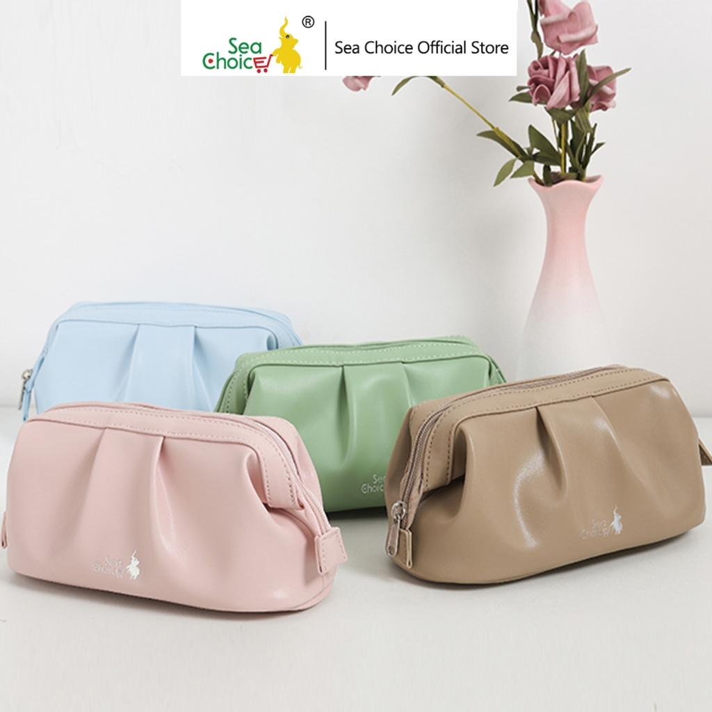 SeaChoice กระเป๋าเครื่องสำอางขนาดใหญ่  Bag Cosmetic  กระเป๋าซิปเปิดกว้าง กระเป๋าเครื่องสำอางเดินทาง กระเป๋าจัดระเบียบ
