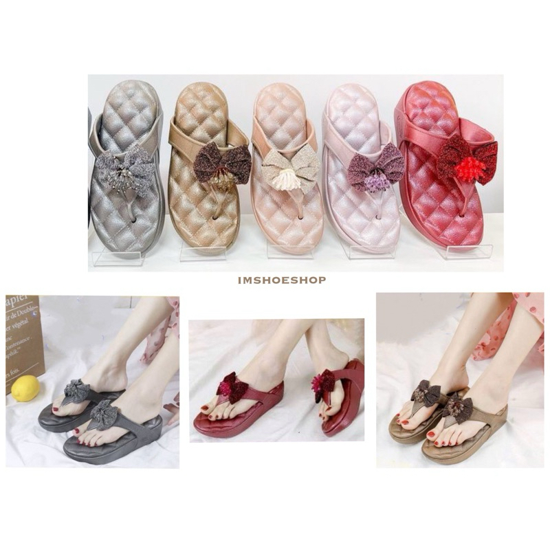 รองเท้าสวมคีบ พื้นโซฟา สูง1.5 นิ้ว รองเท้าผู้หญิง (**เท้าอวบ หรือ ใส่สบายๆแนะนำ+เพิ่ม1ไซส์)S66