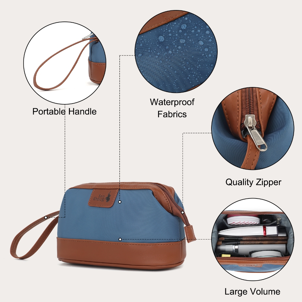 SeaChoice กระเป๋าเครื่องสำอางเดินทาง  Bag Cosmetic กระเป๋าเครื่องสำอางขนาดใหญ่  กระเป๋าซิปเปิดกว้าง กระเป๋าจัดระเบียบ