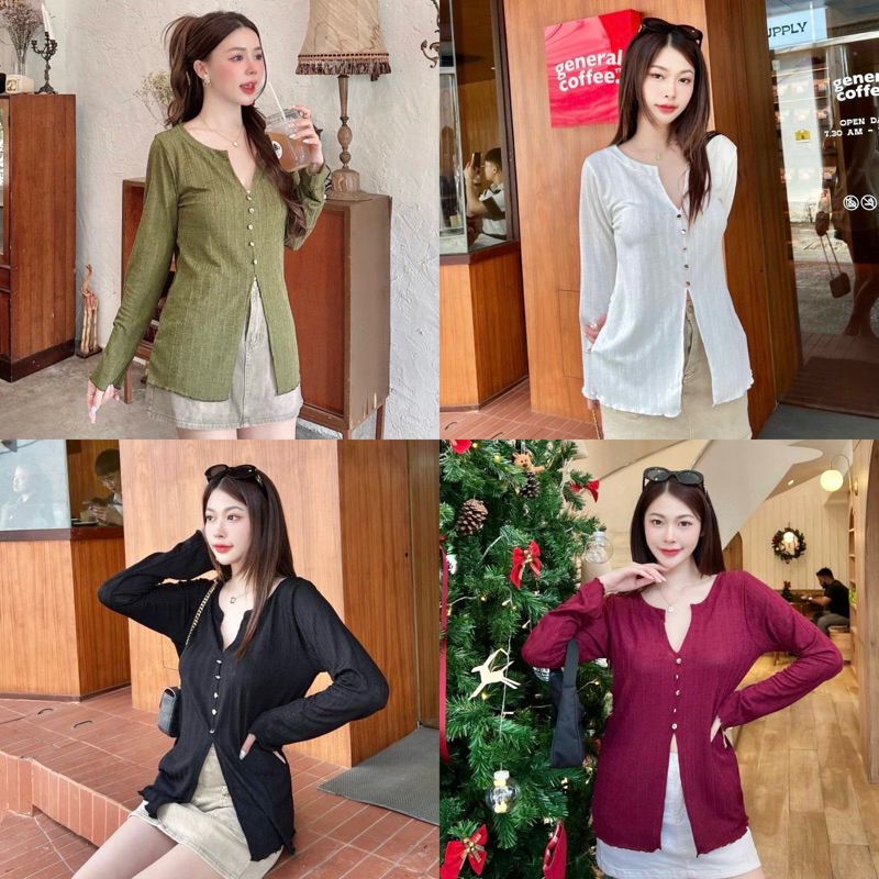 Teera พร้อมส่ง GLORY V Top เสื้อแขนยาว+กางเกง(มีขายแยก) กระดุมทอง งานสวย น่ารักมาก sheeny