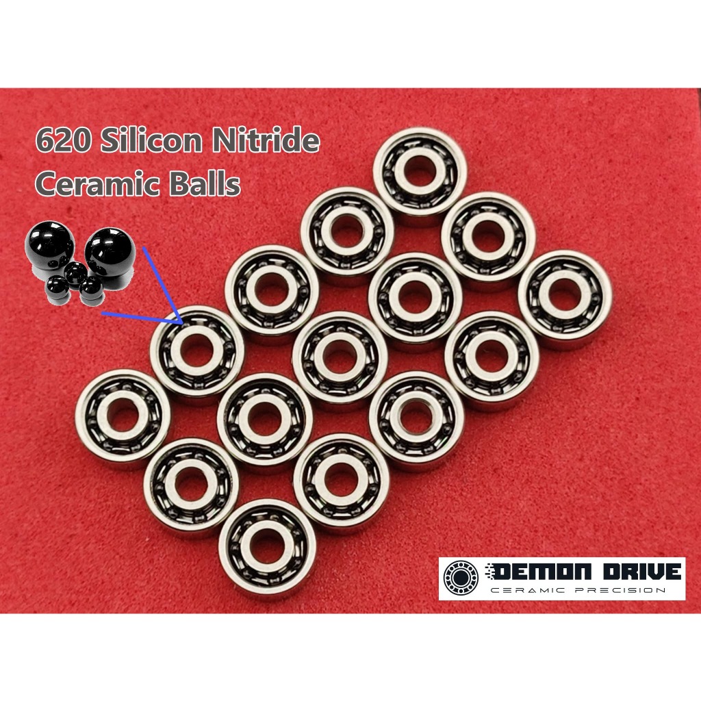 Demon Drive 620 MR62 Hybrid Ceramic Si3N4 + SS440 (เม็ดลูกปืนดำฝาเปิด)  - MR62 Hybrid Ceramic Open Bearing
