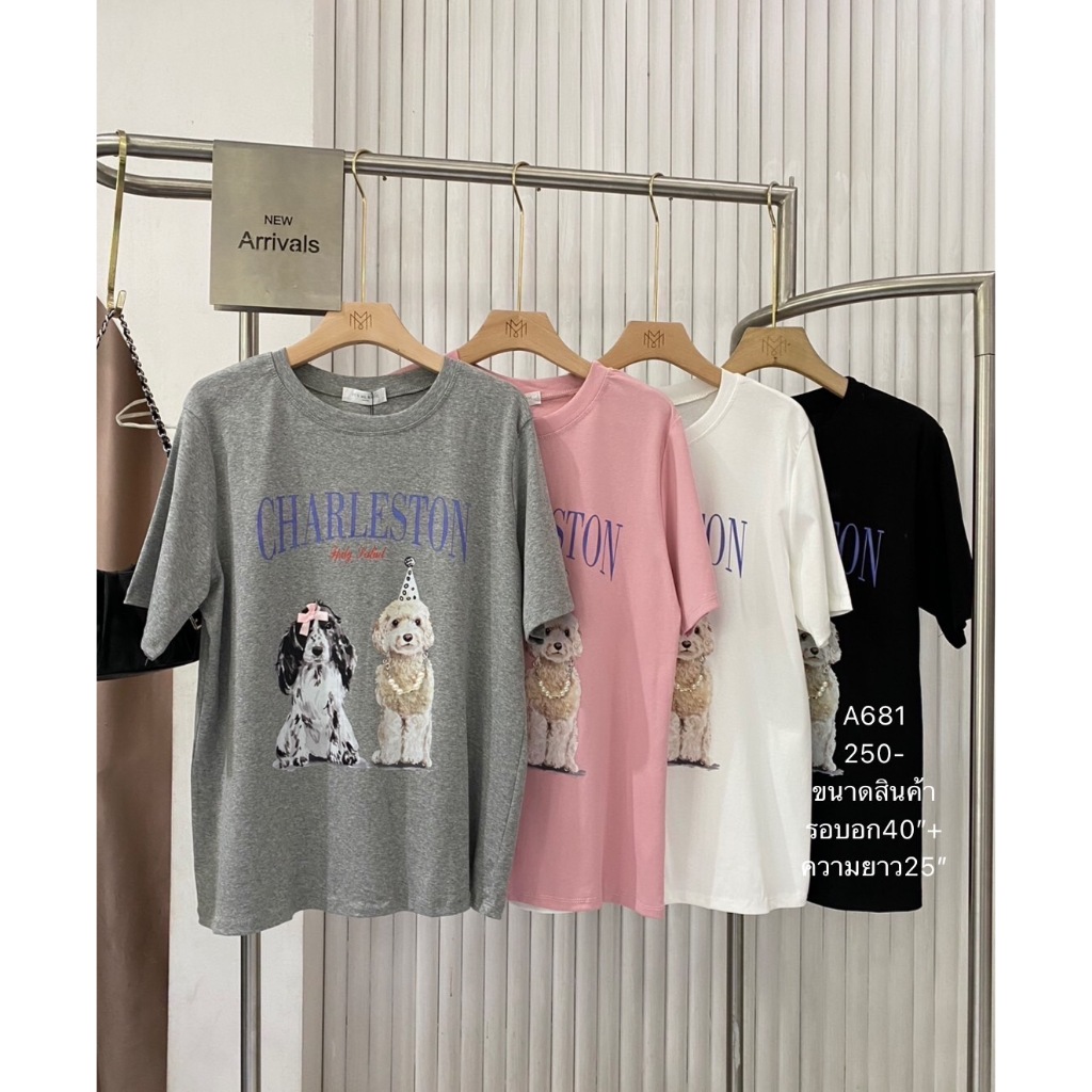 [พิมพ์โค้ด SISDEC ลด 60.- ] A681 เสื้อยืดงานใหม่ ลายน้องติดโบว์ ใส่หมวก เพิ่มความน่ารักได้ลงตัวสุดๆ ผ้าคอตตอนอย่างดียืด