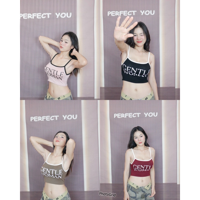mnv_shop เสื้อสายเดี่ยว สกรีนหน้า เสริฟฟองน้ำในตัว ผ้าเรย่อน
