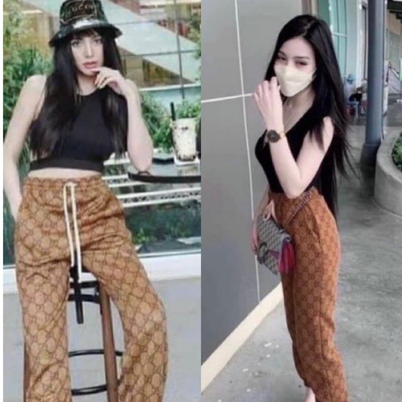 รหัสส่วนลดgg123🔥Smile9Shop🔥3 กางเกงขายาวเอวฟรีไซต์ยางยืด กระเป๋าใช้งานได้จริงผ้าลูกฟูก รุ่นกางเกงจีๆ