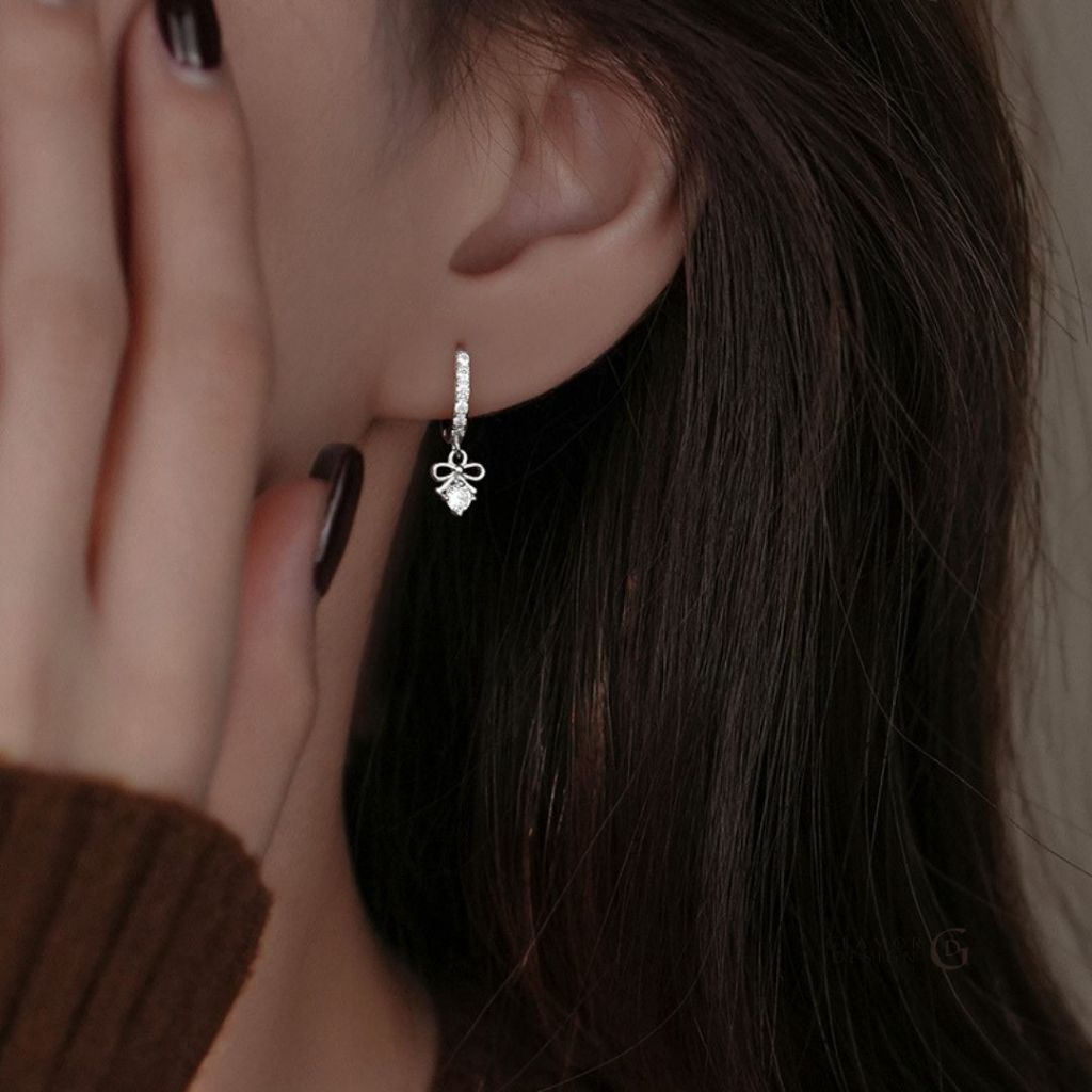 GLAMOR✨ต่างหูเงินแท้ Obsessed ตุ้มหูห่วง ตุ้มหูยาว ต่างหูโบว์ ตุ้มหูวงกลม ต่างหูเงิน ต่างหูแฟชั่น รูปที่ 5