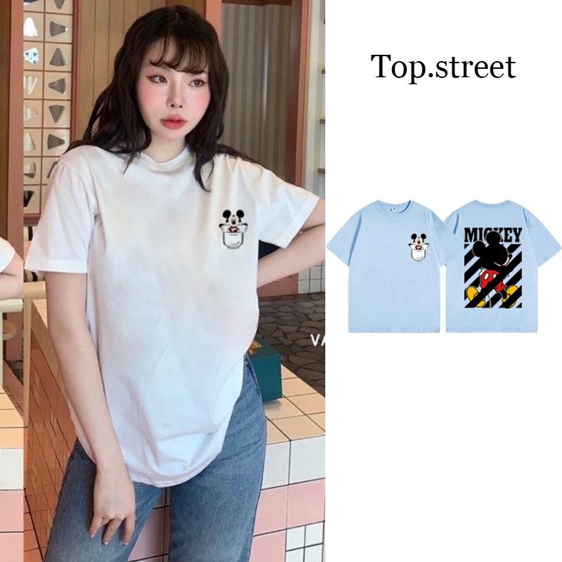 Top.street เสื้อยืด mickey mouse เสื้อยืด oversize ใส่สบาย เสื้อน่ารัก สไตล์เกาหลี ผู้ชาย หญิง