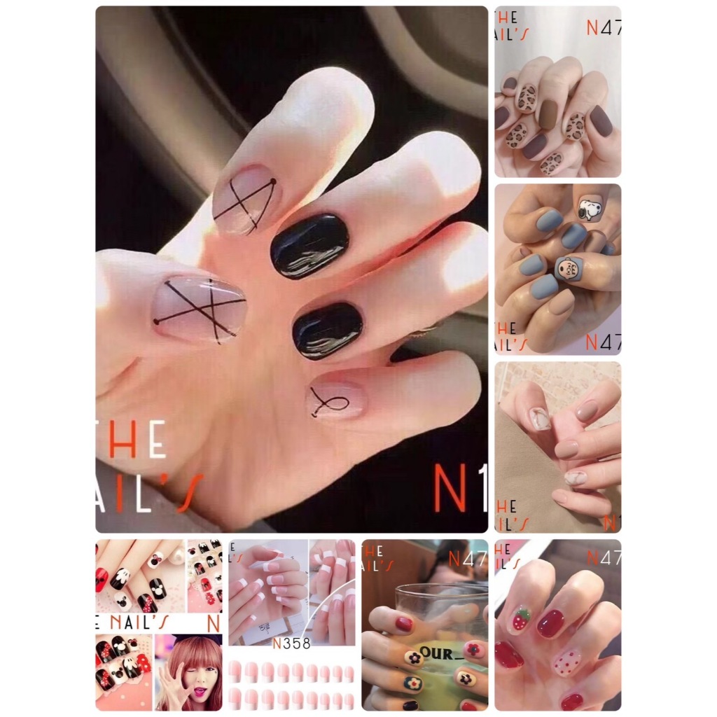 N1 เล็บมือพร้อมติด 24 เล็บ ครบไซส์ เล็บปลอม เล็บมือ หมวด N1