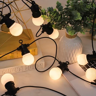 At Light ไฟตกแต่งกันน้ำG50พร้อมหลอดไฟปิงปองแสงวอมไฟวินเทจ LED พร้อมสายกันน้ำมีห่วงห้อยสายเสียบต่อกัน