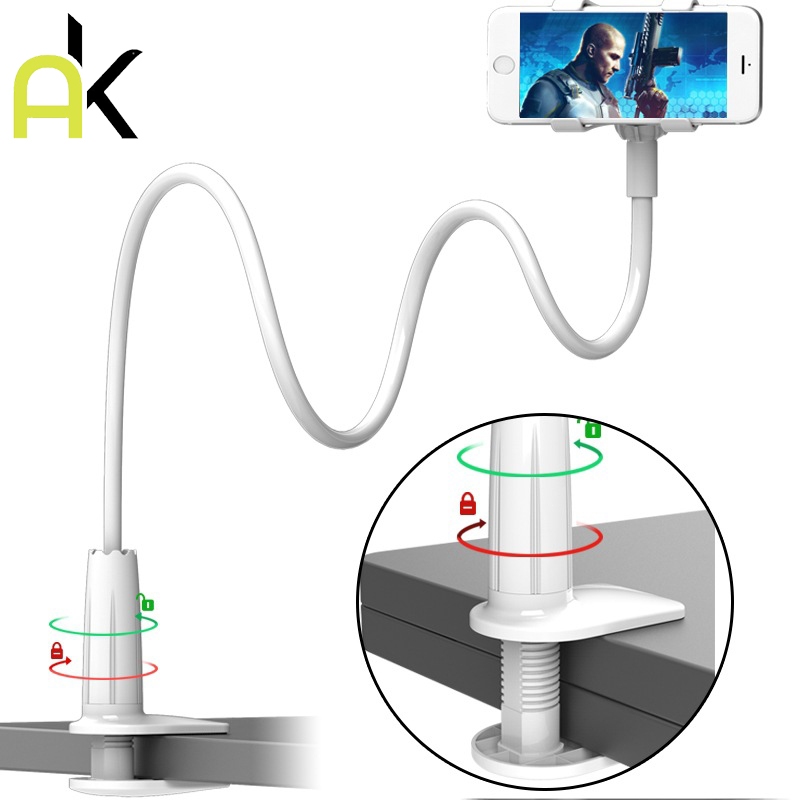 AK ที่วางโทรศัพท์และ iPad ที่หนีบโต๊ะ ที่หนีบเตียง ที่ยึดโทรศัพท์และแท็บเล็ตอเนกประสงค์ ปรับได้ 360 องศา