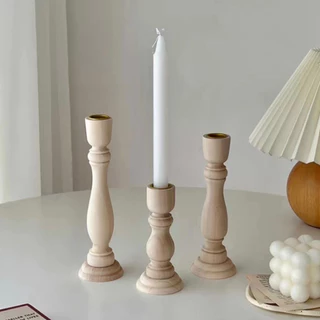 OurHome [พร้อมส่ง] เชิงเทียนไม้ Wooden candlestick holder เชิงเทียนอาหารค่ำใต้แสงเทียนการถ่ายภาพอุปกรณ์ประกอบฉากตกแต่ง