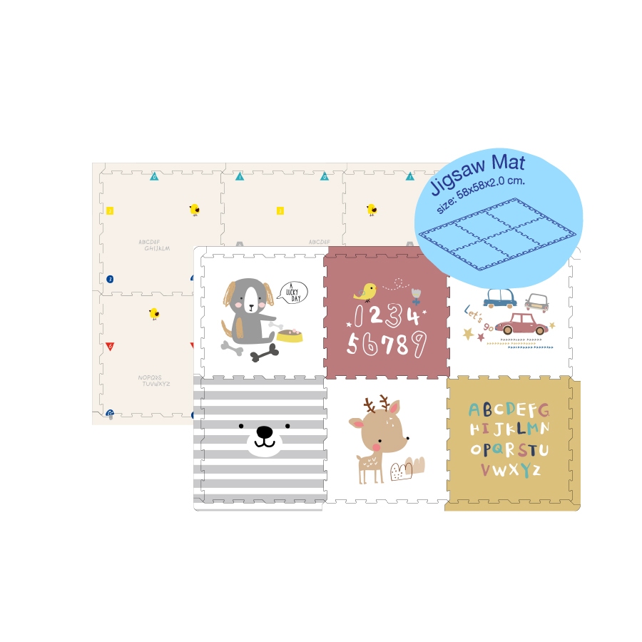 Wel-B แผ่นรองคลาน แบบจิ๊กซอว์ (6 แผ่น/ชุด) (Puzzle Mat YG202 PZ-002) -  เบาะเด็ก เสื่อรองคลาน ทารก