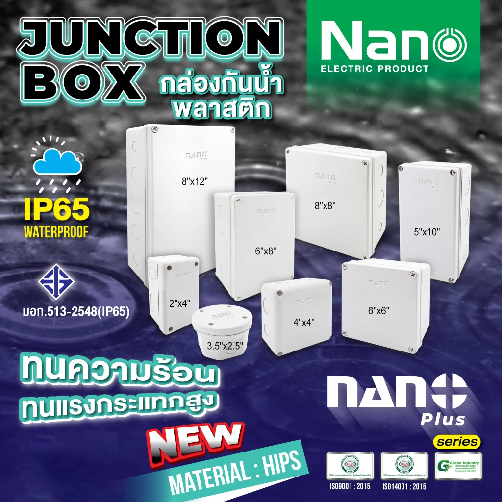 Nano NNP กล่องไฟ บล็อกกันน้ำ  กล่องกันน้ำ สีขาว มีให้เลือกหลาย ขนาด 2X4 4x4 6x6 5x10 6x8 8x8 8x12 ระหัส NNP