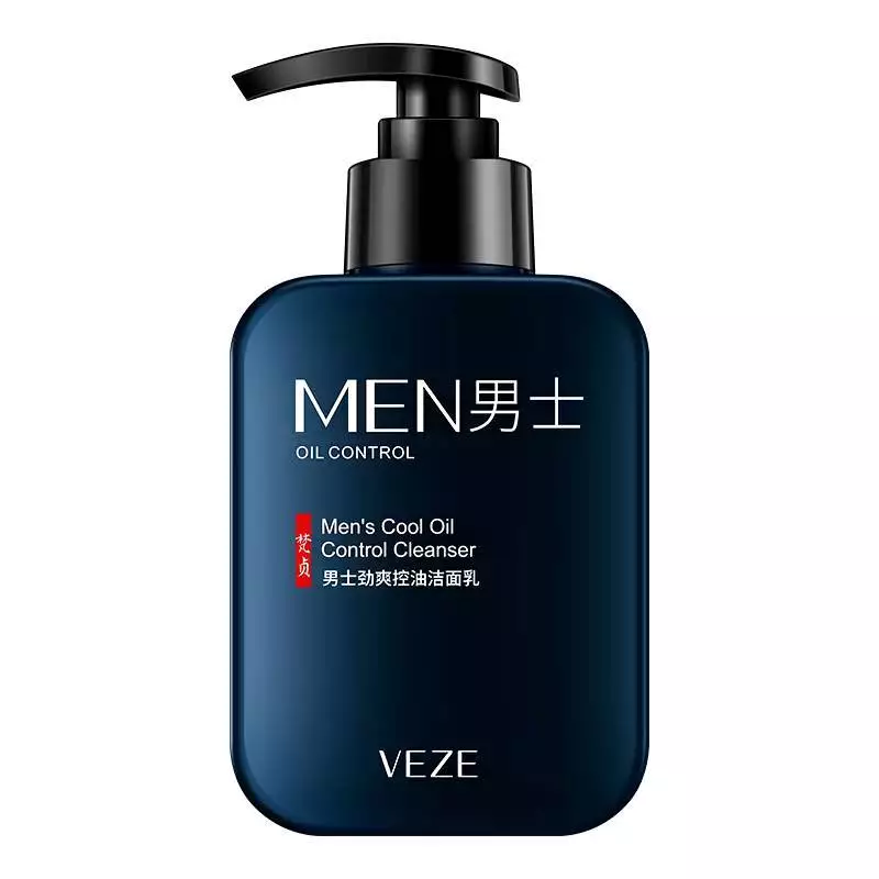 VEZE Men's Cool Oil Control Cleanser โฟมล้างหน้า ขวดปั้ม ทำความสะอาดผิวหน้าให้สดชื่น ควบคุมความมันอย่างอ่อนโยน 168 g.