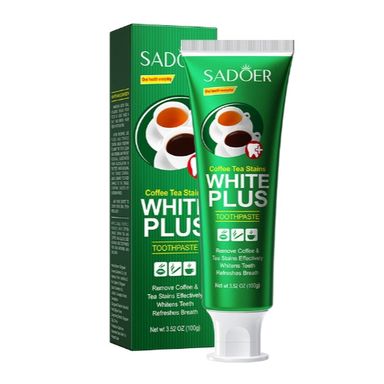 SADOER Coffee Tea Stains WHITE PLUS ยาสีฟัน กล่องแก้วชา