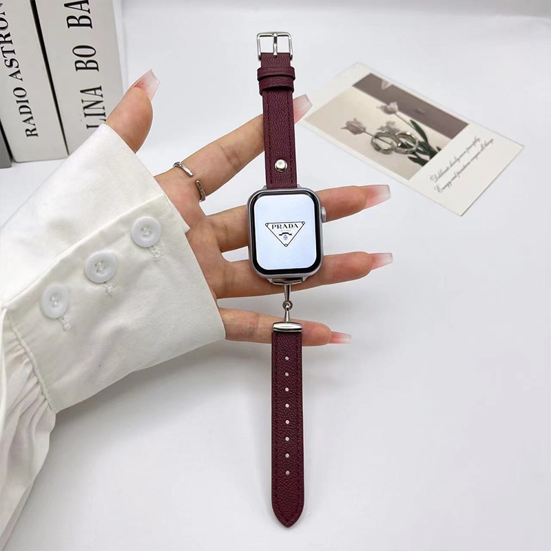 สายหนังชนิด T เหมาะสำหรับ ultra 49mm46mm45mm44mm42mm41mm40mm38mm iwatch series 10 9 8 7 6 SE 5 4 3 2 1 lambskin สายโลหะ