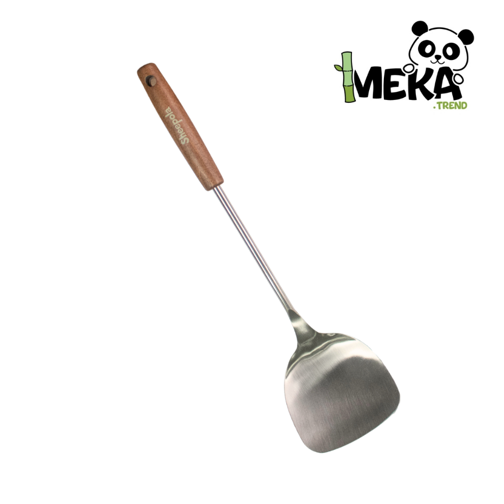 ตะหลิวสแตนเลส Sheepola ตะหลิวสแตนเลสด้ามไม้ ตะหลิว ยาว36ซม. ทนทาน แข็งแรง Meka.trend