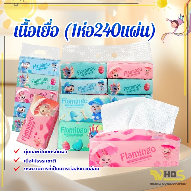 กระดาษทิชชู่ กระดาษเช็ดหน้า หนา 3 ชั้น (1 ห่อมี 240 แผ่น) นุ่มม ซับน้ำได้ดี เช็ดหน้า เช็ดมือ สินค้าคุณภาพ