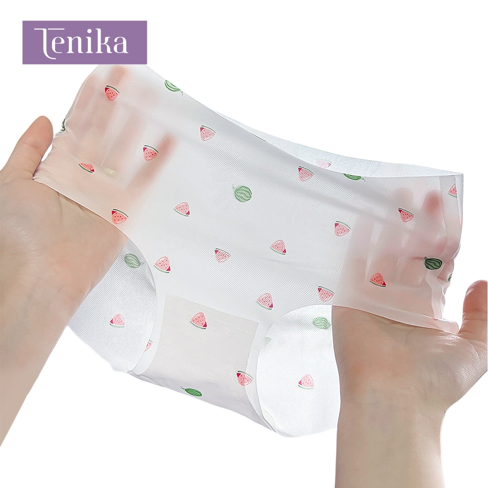 TENIKA กางเกงในผู้หญิง Ice Silk ผ้าเรียบนุ่มลื่น ยืดหยุ่นดีมาก ระบายอากาศได้ดี ป้องกันแบคทีเรีย