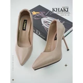 K7772 รองเท้าคัทชู หนัง PU หนังนิ่ม ส้นแหลมสูง 4 นิ้ว เสริมหน้า 0.5 นิ้ว