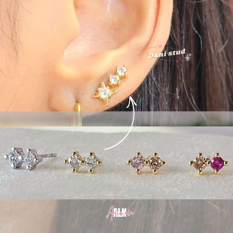 Dani stud earring - Aelin.ALN (ต่างหูสตั๊ดดับเบิ้ลดอทสุดคลาสสิค) มี 4 สี วัสดุพรีเมี่ยมใส่แมชง่ายมากก #SE5-9
