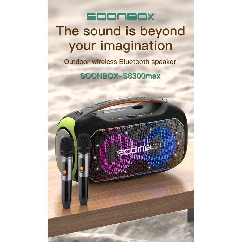 Soonbox 6300max ลำโพงบลูทูธ 200วัตต์ พร้อมไมค์ลอย2อัน ลำโพง6 ดอก ปรับเบส3โหมด รุ่นใหม่ล่าสุด