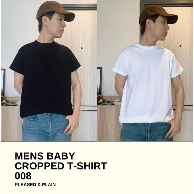 008 [Mens Baby Cropped T-Shirt] เสื้อยืดครอปผู้ชายคอกลม ทรงเบบี้ที คอฟิต ผ้านุ่ม